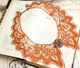 lace collar necklace -SARAH- (ombre burnt orange)